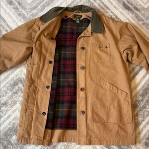 L.L. Bean Brown Utility Jacket with Green Collar